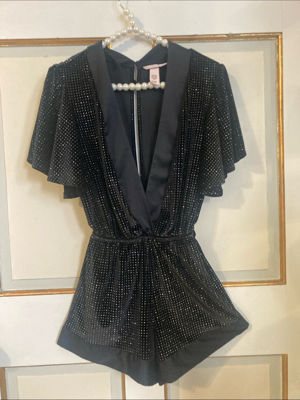 Victoria's Secret Black Sparkle V-Neck Mini Dress Romper